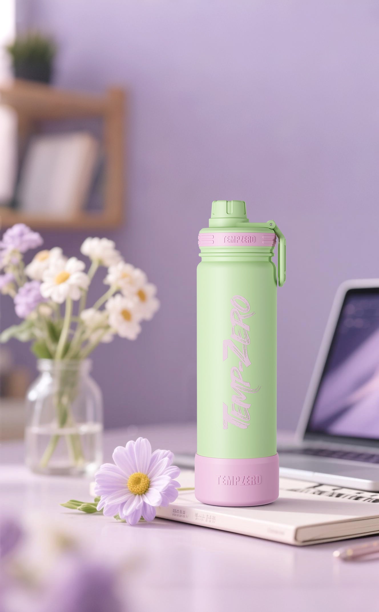 Temp-Zero 22oz Insulated Water Bottle – Mint Green (Spring Meadow)
