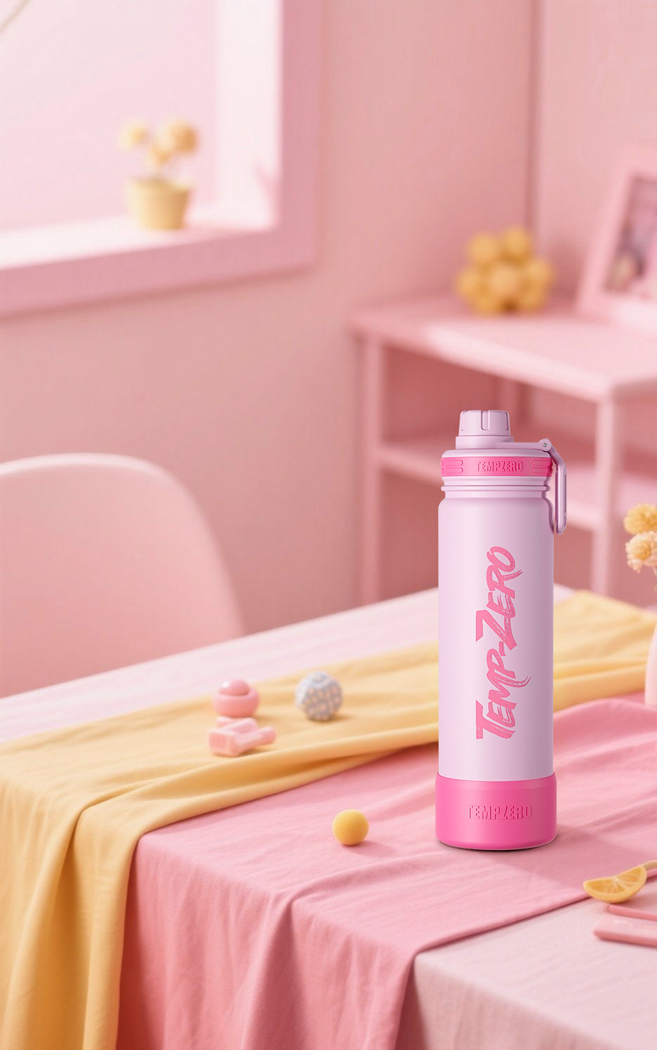 Temp-Zero 22oz Insulated Water Bottle – Soft Pink (Blush Bloom)